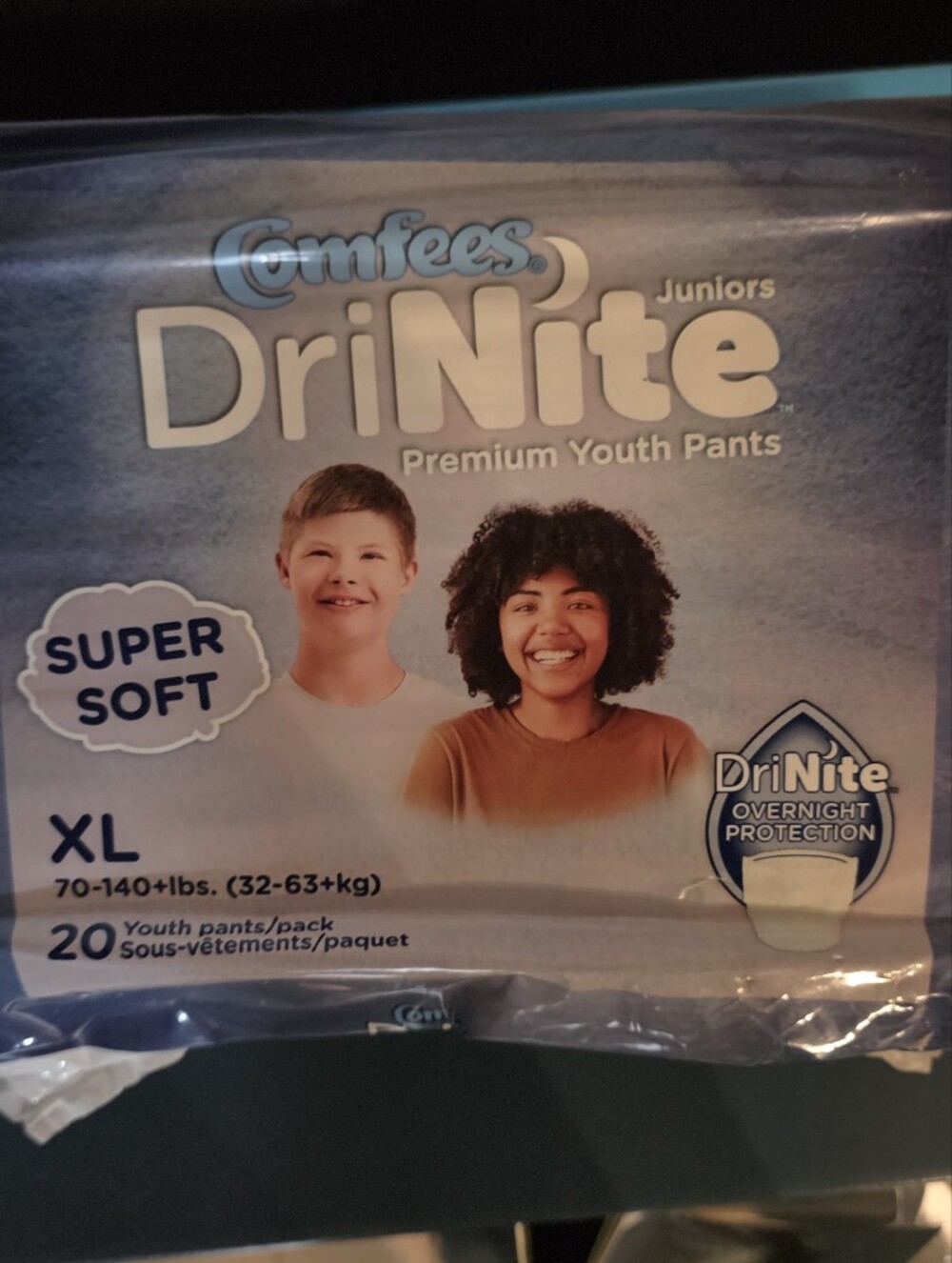 Comfees DriNite Juniors XL Youth Pants 20 Count Sealed
